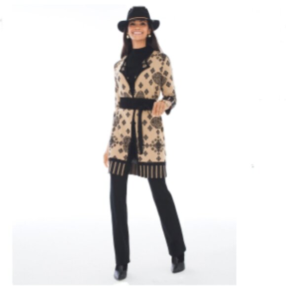 Chico's Petunia Placed-Pattern Cardigan Size 12/Large (Chico's 2) - Picture 3 of 16